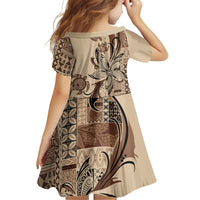 Talofa Samoa Mamanu Siapo Mix Malu Family Matching Off Shoulder Maxi Dress and Hawaiian Shirt Classic Beige Frangipani and Turtles LT7 - Polynesian Pride