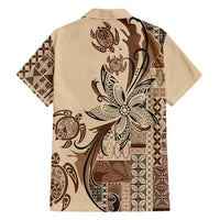 Talofa Samoa Mamanu Siapo Mix Malu Family Matching Puletasi and Hawaiian Shirt Classic Beige Frangipani and Turtles LT7 - Polynesian Pride
