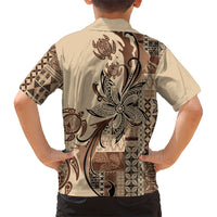 Talofa Samoa Mamanu Siapo Mix Malu Family Matching Summer Maxi Dress and Hawaiian Shirt Classic Beige Frangipani and Turtles LT7 - Polynesian Pride