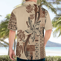 Talofa Samoa Mamanu Siapo Mix Malu Hawaiian Shirt Classic Beige Frangipani and Turtles