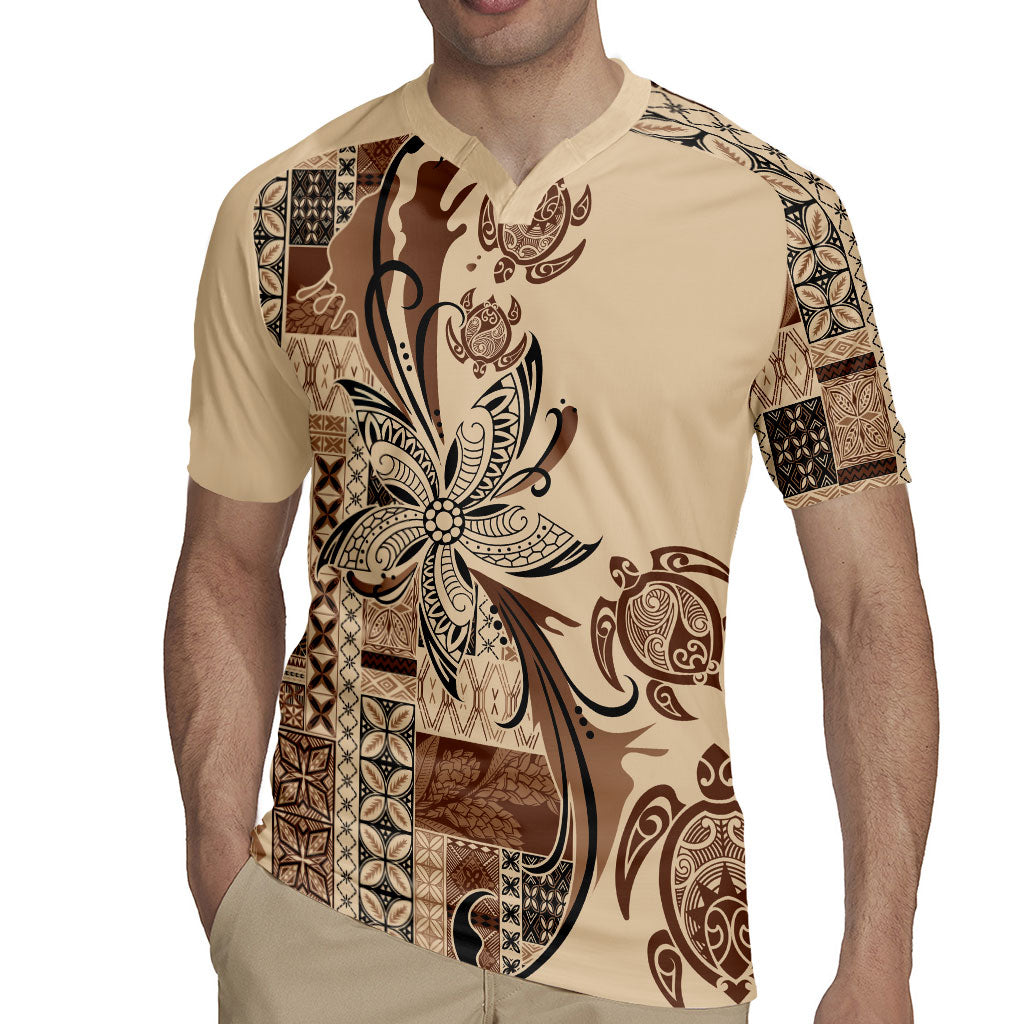 Talofa Samoa Mamanu Siapo Mix Malu Rugby Jersey Classic Beige Frangipani and Turtles