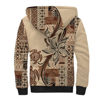 Talofa Samoa Mamanu Siapo Mix Malu Sherpa Hoodie Classic Beige Frangipani and Turtles