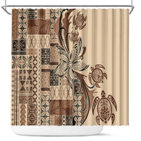 Talofa Samoa Mamanu Siapo Mix Malu Shower Curtain Classic Beige Frangipani and Turtles