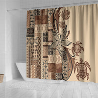 Talofa Samoa Mamanu Siapo Mix Malu Shower Curtain Classic Beige Frangipani and Turtles