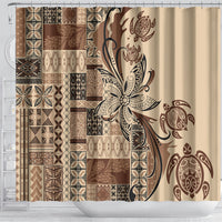 Talofa Samoa Mamanu Siapo Mix Malu Shower Curtain Classic Beige Frangipani and Turtles