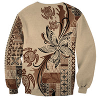 Talofa Samoa Mamanu Siapo Mix Malu Sweatshirt Classic Beige Frangipani and Turtles