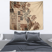 Talofa Samoa Mamanu Siapo Mix Malu Tapestry Classic Beige Frangipani and Turtles