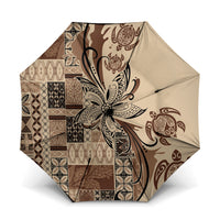 Talofa Samoa Mamanu Siapo Mix Malu Umbrella Classic Beige Frangipani and Turtles