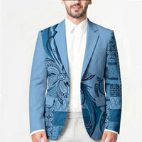 Talofa Samoa Mamanu Siapo Mix Malu Blazer Cool Blue Frangipani and Turtles