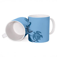 Talofa Samoa Mamanu Siapo Mix Malu Ceramic Mug Cool Blue Frangipani and Turtles