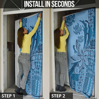 Talofa Samoa Mamanu Siapo Mix Malu Door Cover Cool Blue Frangipani and Turtles