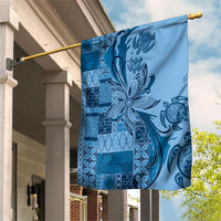 Talofa Samoa Mamanu Siapo Mix Malu Garden Flag Cool Blue Frangipani and Turtles