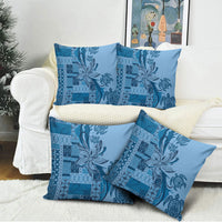 Talofa Samoa Mamanu Siapo Mix Malu Pillow Cover Cool Blue Frangipani and Turtles