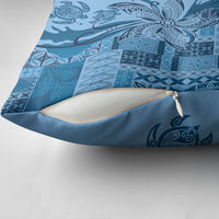 Talofa Samoa Mamanu Siapo Mix Malu Pillow Cover Cool Blue Frangipani and Turtles