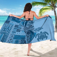 Talofa Samoa Mamanu Siapo Mix Malu Sarong Cool Blue Frangipani and Turtles
