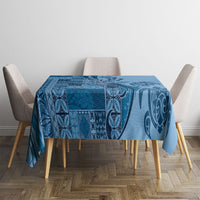 Talofa Samoa Mamanu Siapo Mix Malu Tablecloth Cool Blue Frangipani and Turtles