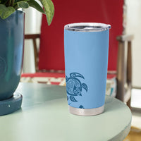 Talofa Samoa Mamanu Siapo Mix Malu Tumbler Cup Cool Blue Frangipani and Turtles LT7 - Polynesian Pride
