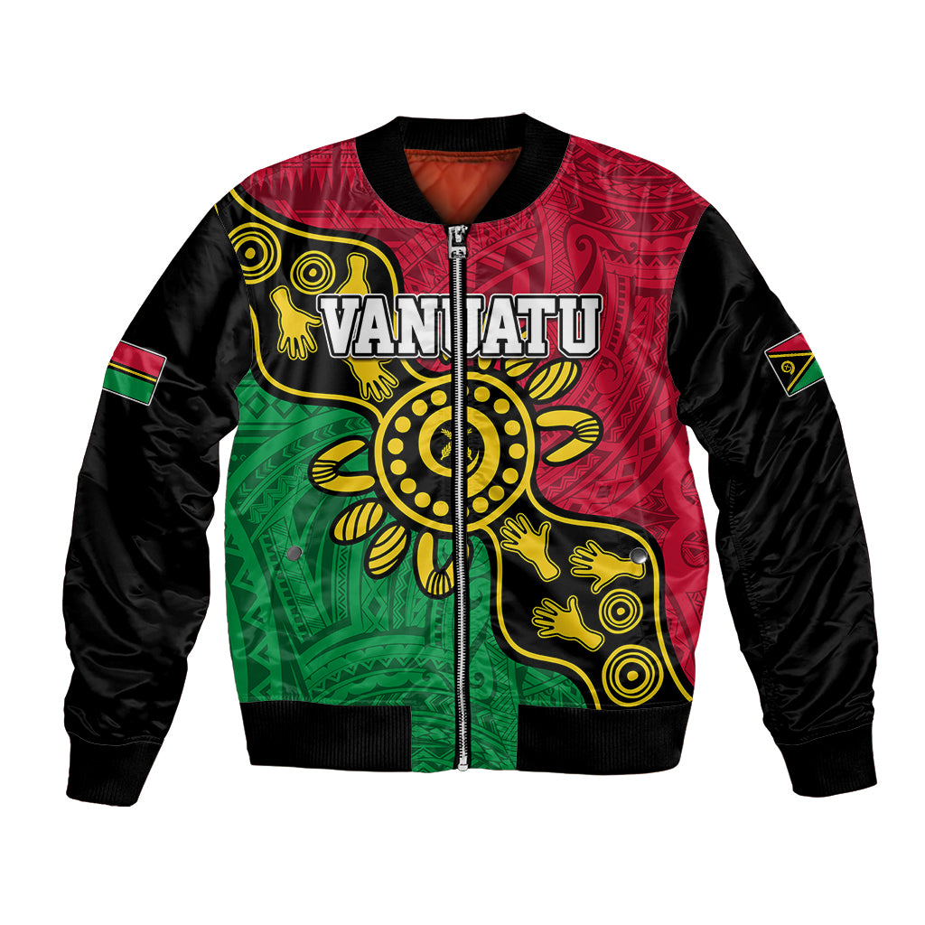 Personalised Vanuatu Bomber Jacket Mix Aboriginal Dot Art LT7 Unisex Art - Polynesian Pride