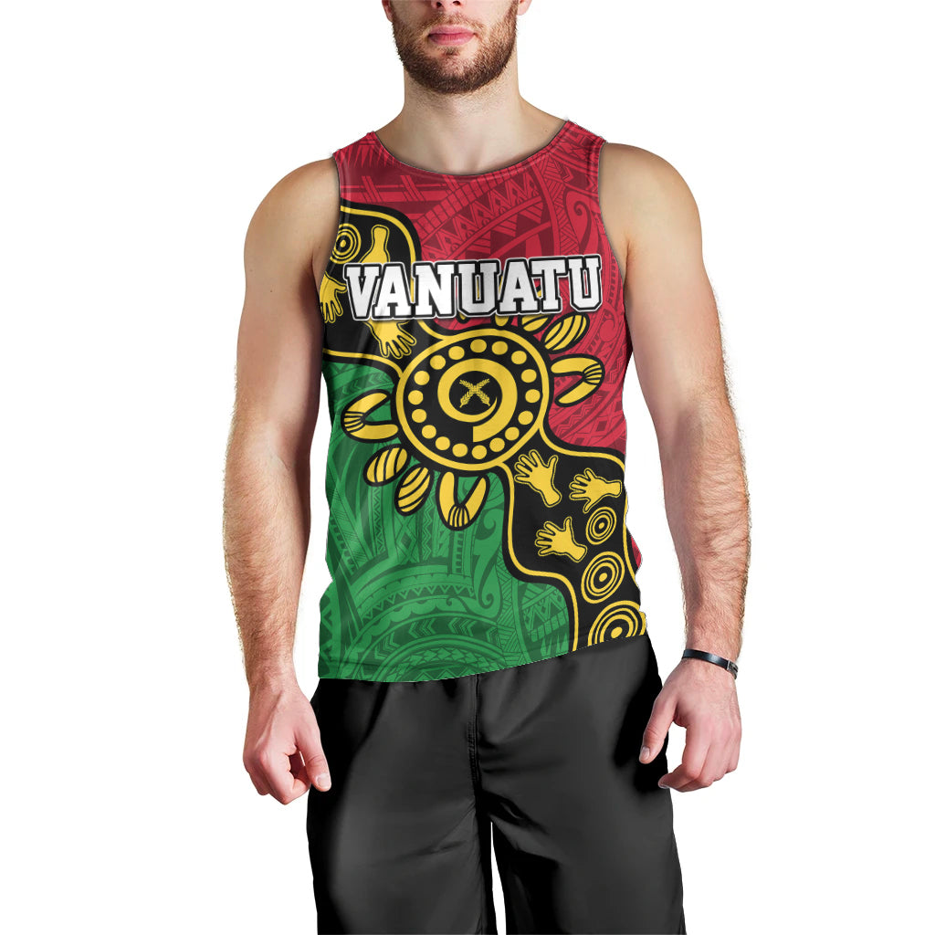 Personalised Vanuatu Men Tank Top Mix Aboriginal Dot Art LT7 - Polynesian Pride