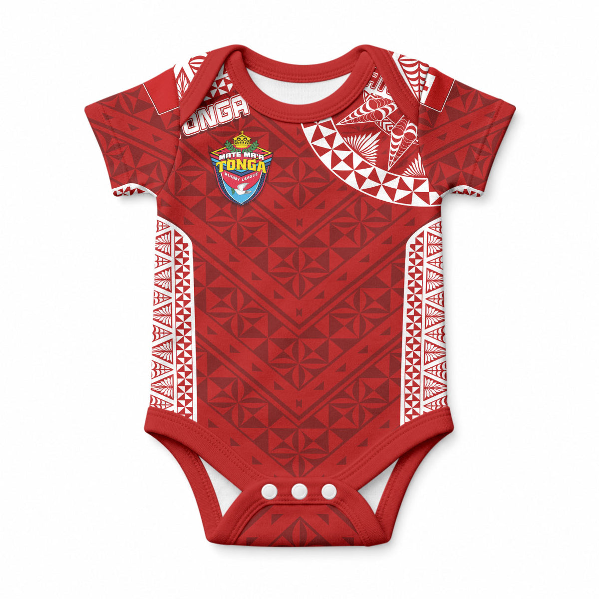 Custom Tonga Rugby Baby Onesie Mate Ma'a Tonga Champions LT7 Red - Polynesian Pride