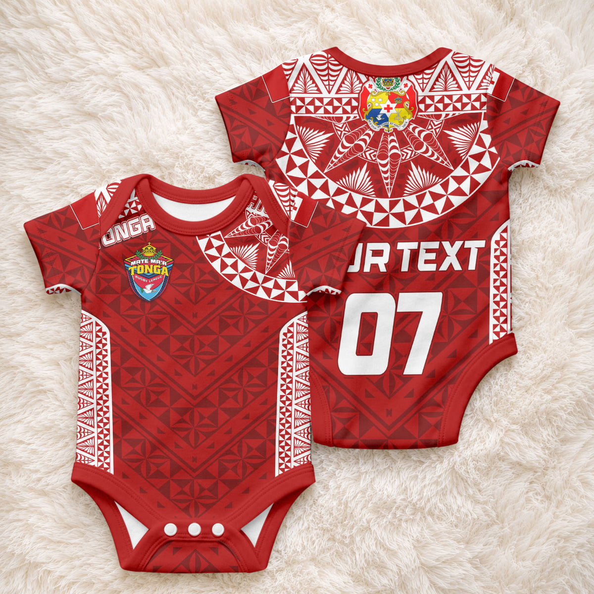 Custom Tonga Rugby Baby Onesie Mate Ma'a Tonga Champions LT7 - Polynesian Pride