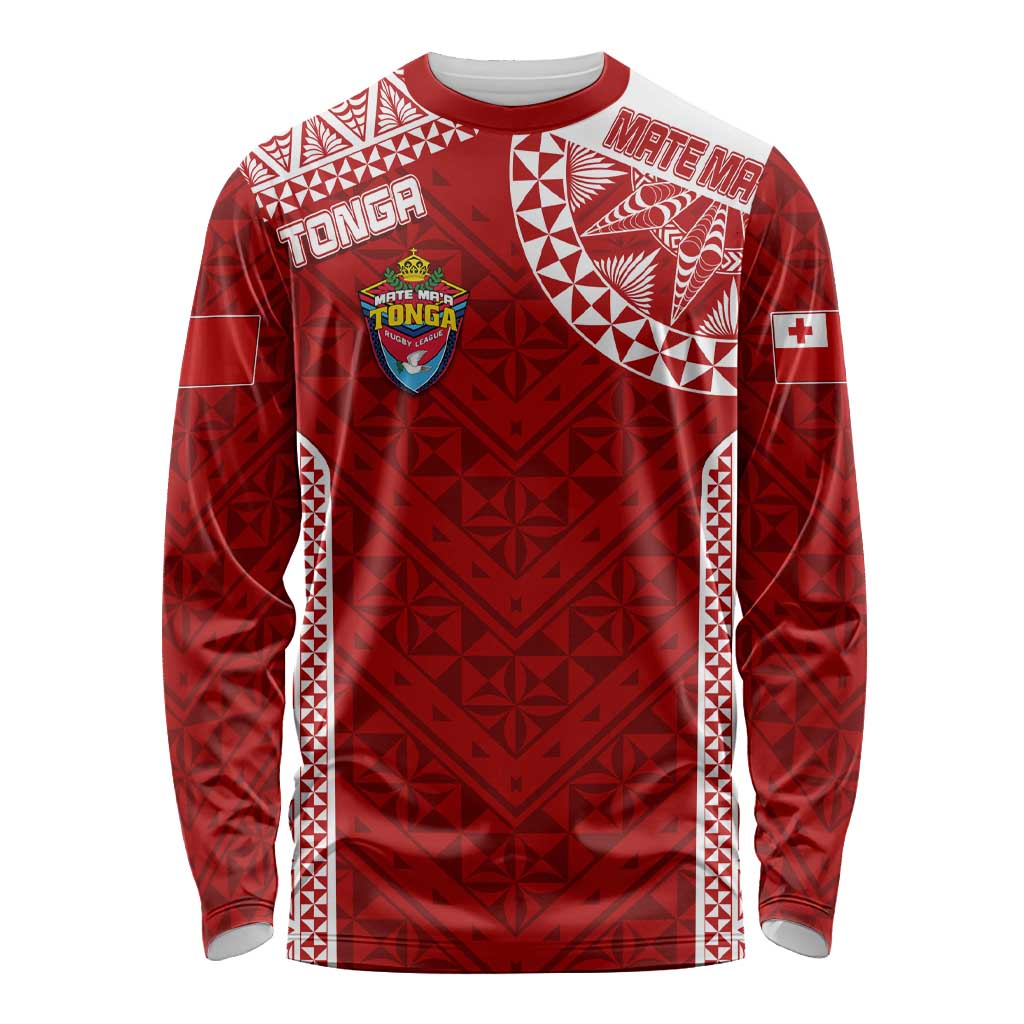 Personalised Tonga Rugby Long Sleeve Shirt Mate Ma'a Tonga Champions LT7 Unisex Red - Polynesian Pride