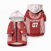Custom Tonga Rugby Pet Hoodie Mate Ma'a Tonga Champions LT7 Zip-up Red - Polynesian Pride