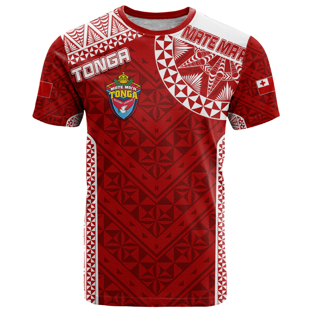 Personalised Tonga Rugby T-Shirt - Mate Ma'a Tonga Champions LT7 Red - Polynesian Pride