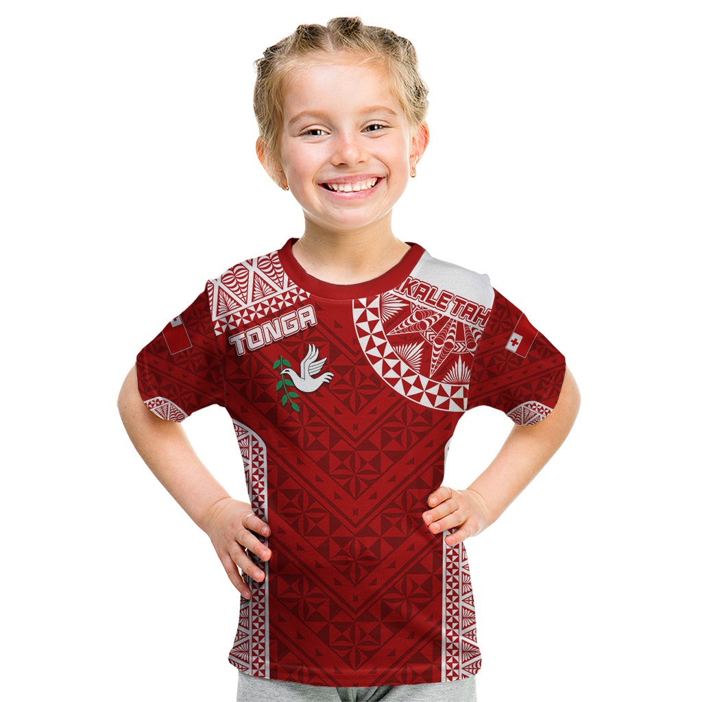 Personalised Tonga Rugby Kid T Shirt Ikale Tahi Champions World Cup 2023 LT7 Red - Polynesian Pride