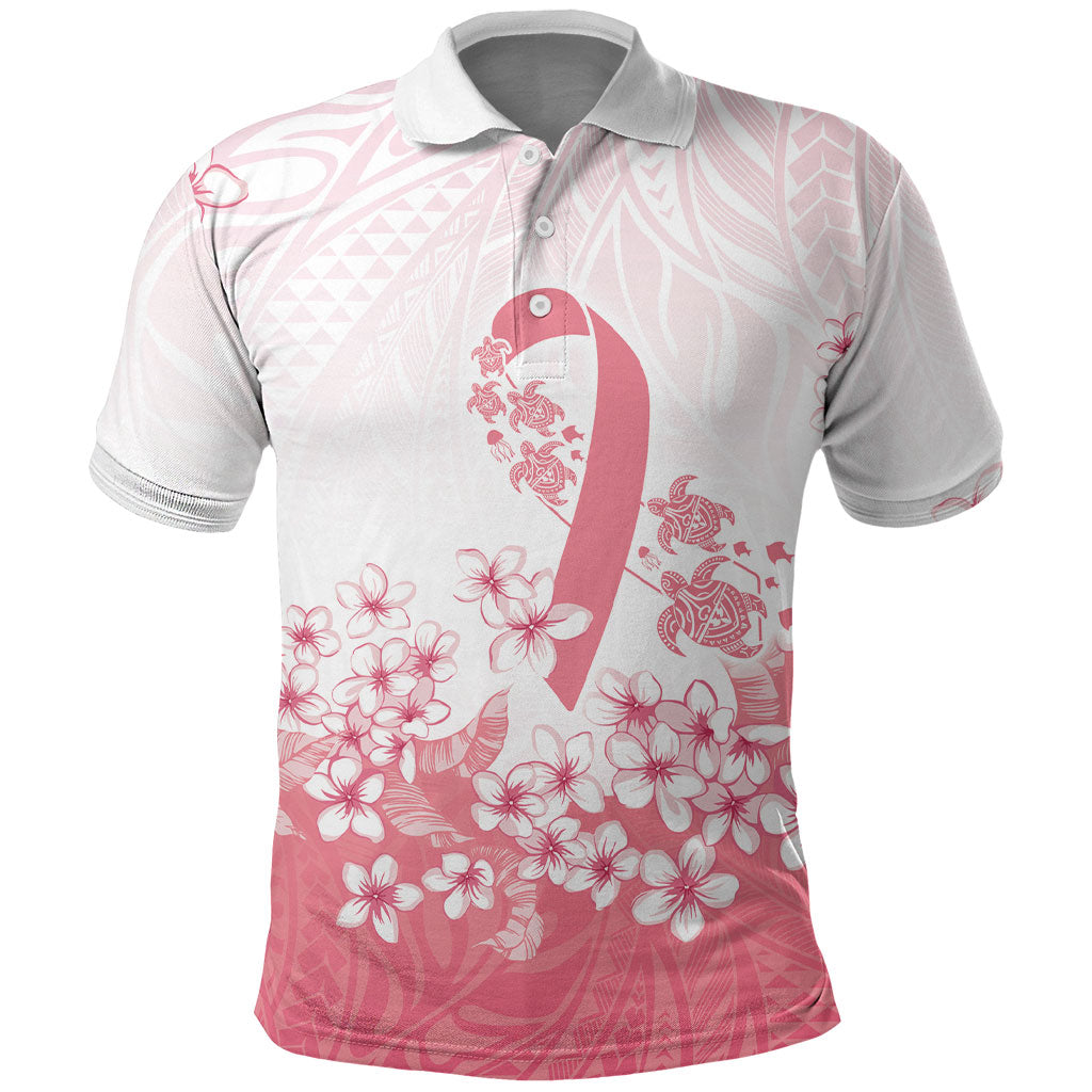 Breast Cancer Awareness Polynesian Polo Shirt Floral Pink Ribbon LT7 Pastel Pink - Polynesian Pride