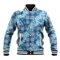 Blue Palaka Hawaii Cowboy Christmas Baseball Jacket Paniolo Mix Maile Lei - Polynesian Pride