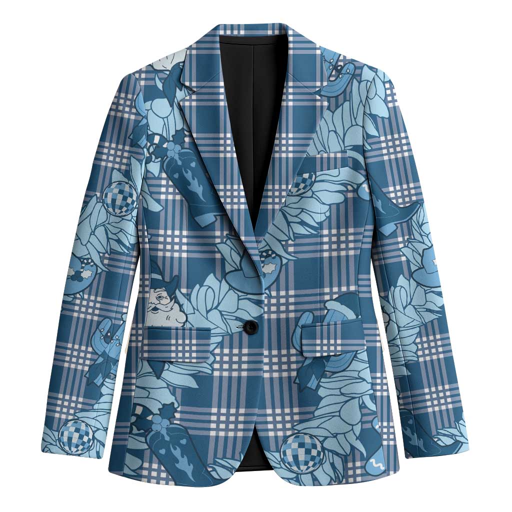 Blue Palaka Hawaii Cowboy Christmas Blazer Paniolo Mix Maile Lei - Polynesian Pride