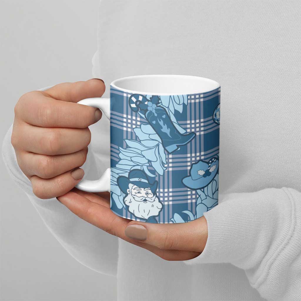 Blue Palaka Hawaii Cowboy Christmas Ceramic Mug Paniolo Mix Maile Lei - Polynesian Pride