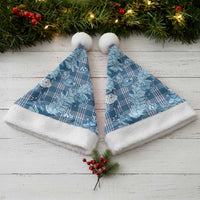 Blue Palaka Hawaii Cowboy Christmas Santa Hat Paniolo Mix Maile Lei - Polynesian Pride