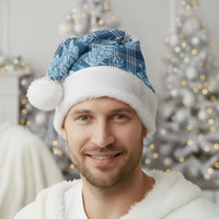 Blue Palaka Hawaii Cowboy Christmas Santa Hat Paniolo Mix Maile Lei - Polynesian Pride