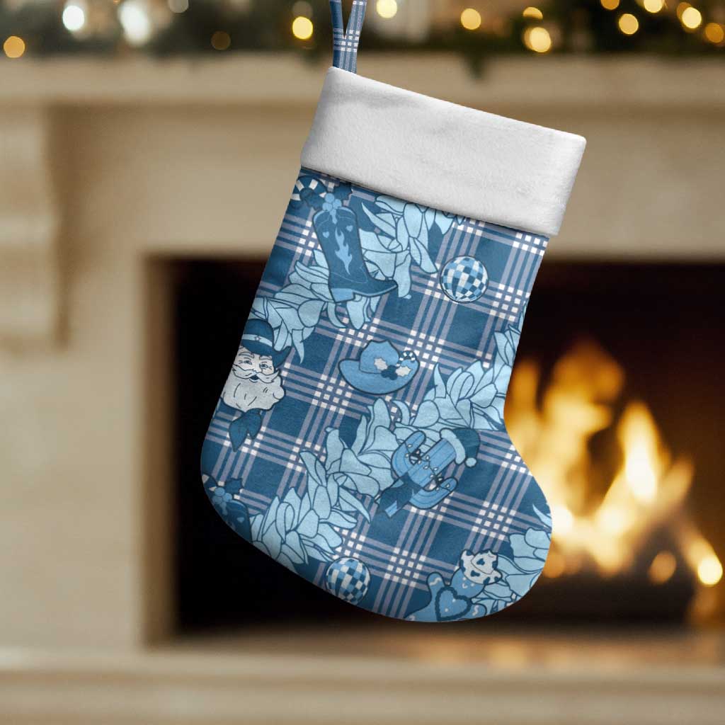 Blue Palaka Hawaii Cowboy Christmas Stocking Paniolo Mix Maile Lei - Polynesian Pride