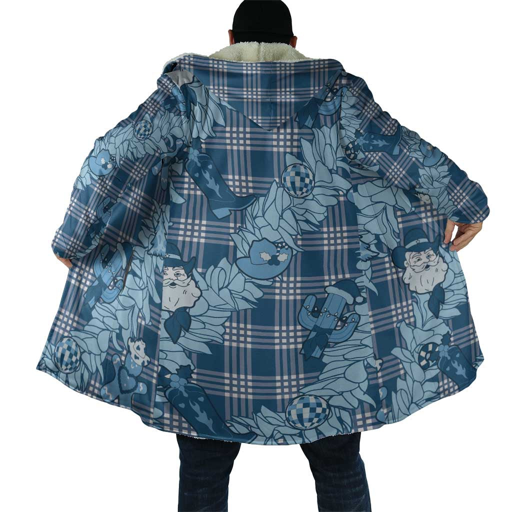 Blue Palaka Hawaii Cowboy Christmas Cloak Paniolo Mix Maile Lei - Polynesian Pride