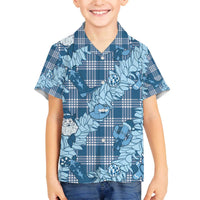 Blue Palaka Hawaii Cowboy Christmas Family Matching Off The Shoulder Long Sleeve Dress and Hawaiian Shirt Paniolo Mix Maile Lei LT7 Son's Shirt Blue - Polynesian Pride