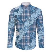 Blue Palaka Hawaii Cowboy Christmas Family Matching Short Sleeve Bodycon Dress and Hawaiian Shirt Paniolo Mix Maile Lei LT7 Dad's Shirt - Long Sleeve Blue - Polynesian Pride