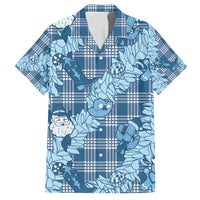 Blue Palaka Hawaii Cowboy Christmas Family Matching Summer Maxi Dress and Hawaiian Shirt Paniolo Mix Maile Lei LT7 Dad's Shirt - Short Sleeve Blue - Polynesian Pride