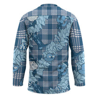 Blue Palaka Hawaii Cowboy Christmas Hockey Jersey Paniolo Mix Maile Lei - Polynesian Pride