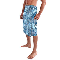 Blue Palaka Hawaii Cowboy Christmas Lavalava Paniolo Mix Maile Lei - Polynesian Pride