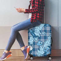 Blue Palaka Hawaii Cowboy Christmas Luggage Cover Paniolo Mix Maile Lei - Polynesian Pride