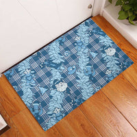 Blue Palaka Hawaii Cowboy Christmas Rubber Doormat Paniolo Mix Maile Lei LT7 - Polynesian Pride