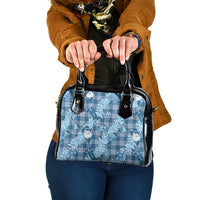 Blue Palaka Hawaii Cowboy Christmas Shoulder Handbag Paniolo Mix Maile Lei - Polynesian Pride
