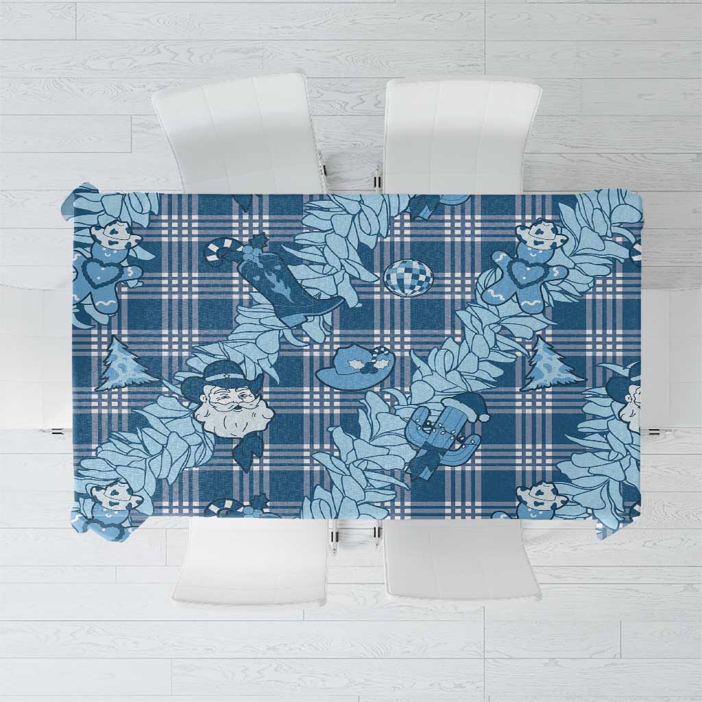 Blue Palaka Hawaii Cowboy Christmas Tablecloth Paniolo Mix Maile Lei - Polynesian Pride