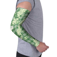 Green Palaka Hawaii Cowboy Christmas Arm Sleeves Paniolo Mix Maile Lei - Polynesian Pride