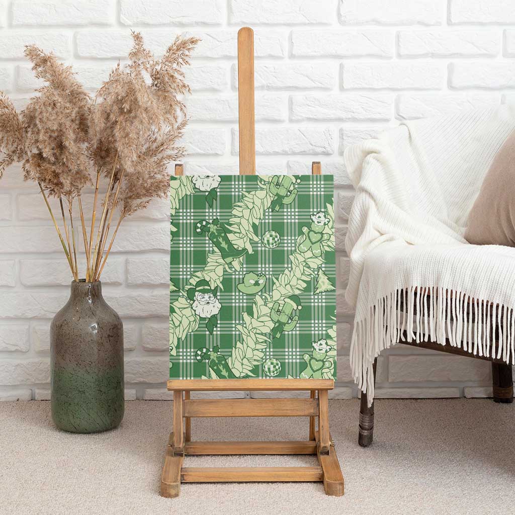Green Palaka Hawaii Cowboy Christmas Canvas Wall Art Paniolo Mix Maile Lei - Polynesian Pride