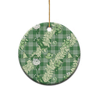 Green Palaka Hawaii Cowboy Christmas Ceramic Ornament Paniolo Mix Maile Lei LT7 - Polynesian Pride