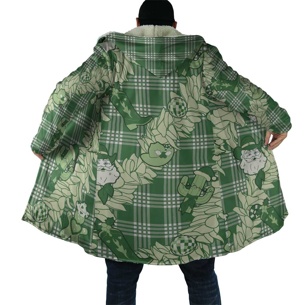 Green Palaka Hawaii Cowboy Christmas Cloak Paniolo Mix Maile Lei - Polynesian Pride